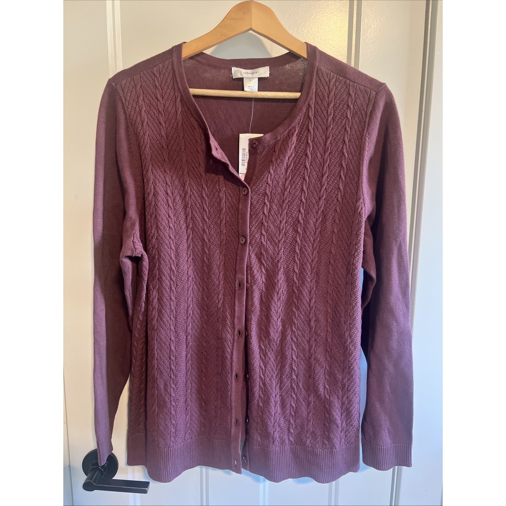 CJ Banks‎ Womens Cardigan Sweater X Plus Purple Button Up Knit Sleeve Office 14W